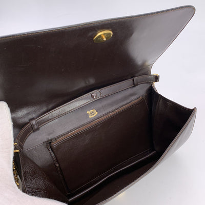 Gucci Vintage Brown Leather Convertible Shoulder Bag with Chain