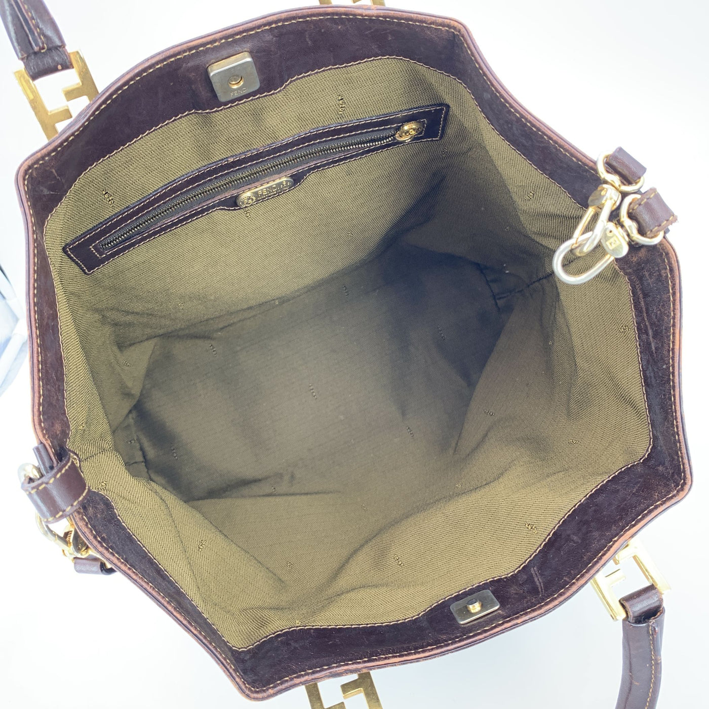 Fendi Vintage Zucca Monogram Canvas Tote Shoulder Bag with Strap