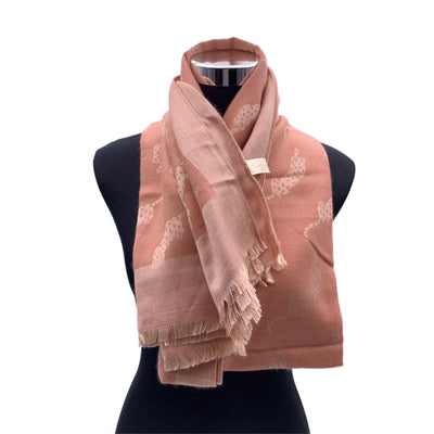 Cartier Paris Vintage Baby Pink Panthere Jacquard Stole Shawl Scarf