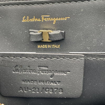 Salvatore Ferragamo Burgundy Leather Vara Bow Flap Shoulder Bag