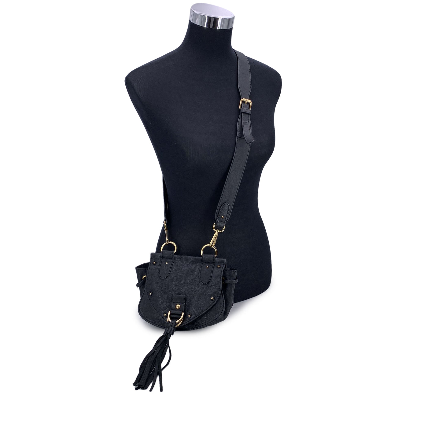 See by Chloe Black Leather Mini Collins Saddle Tassel Shoulder Bag