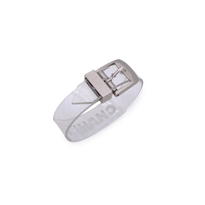 Chanel Vintage Clear Transparent Rubber Logo Belt Bracelet