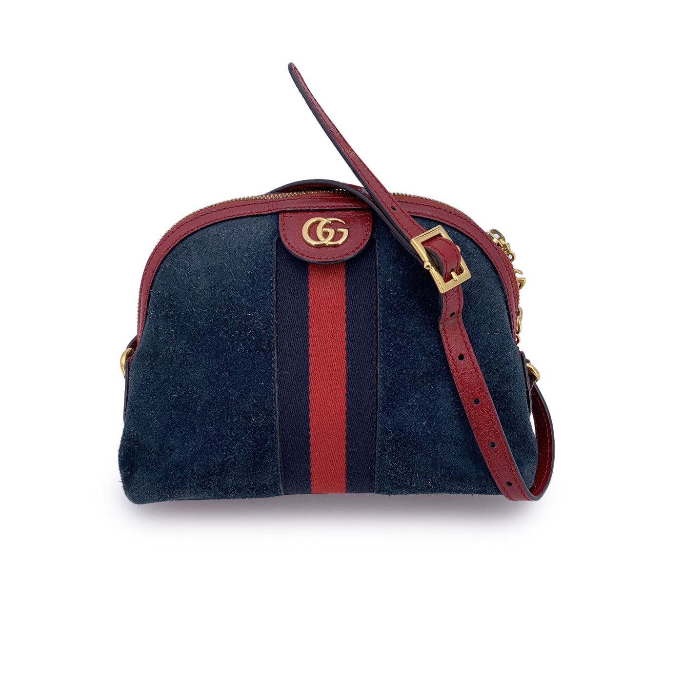 Gucci Blue Suede Ophidia Dome Crossbody Shoulder Bag