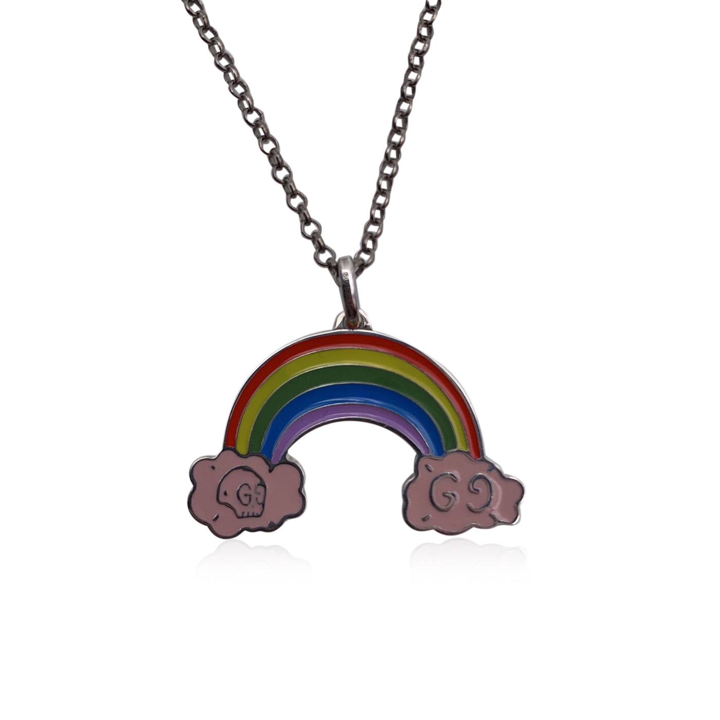 Gucci Sterling Silver GucciGhost Rainbow Pendant Necklace