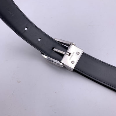 Louis Vuitton Black Taiga Silver Metal Buckle Classic Belt Size 85/34