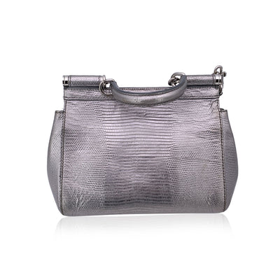 Dolce & Gabbana Silver Embossed Leather Small Miss Sicily Satchel Bag