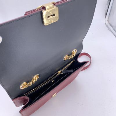 Salvatore Ferragamo Burgundy Leather Vara Bow Flap Shoulder Bag