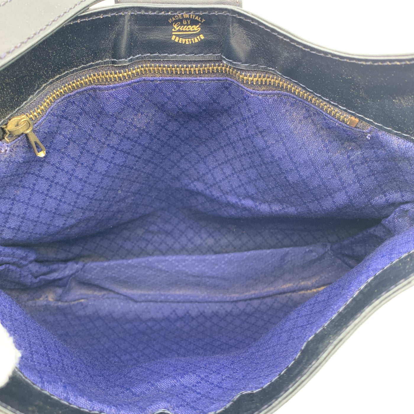 Gucci Vintage Navy Blue Monogram Canvas Logo Shoulder Bag Tote