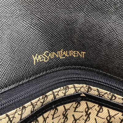Yves Saint Laurent Vintage Black Leather Tassel Shoulder Bag