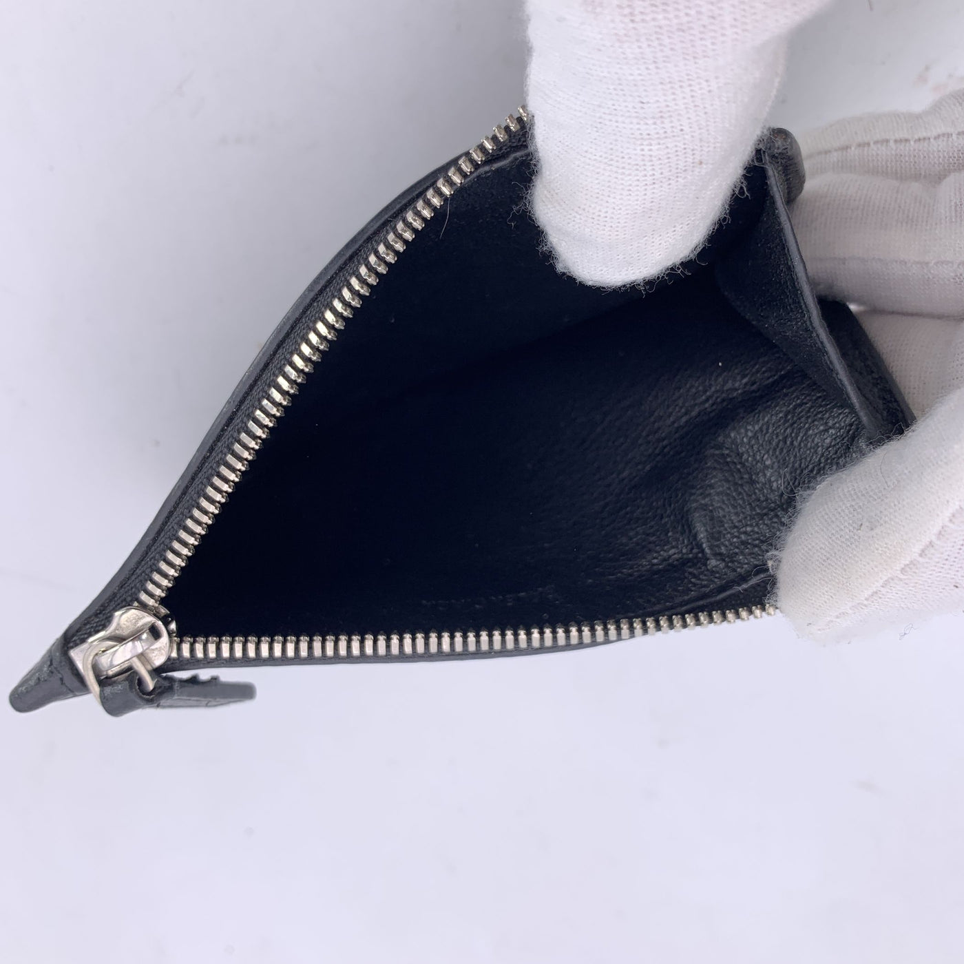 Balenciaga Black Leather Logo Cash Long Coin And Card Holder Wallet