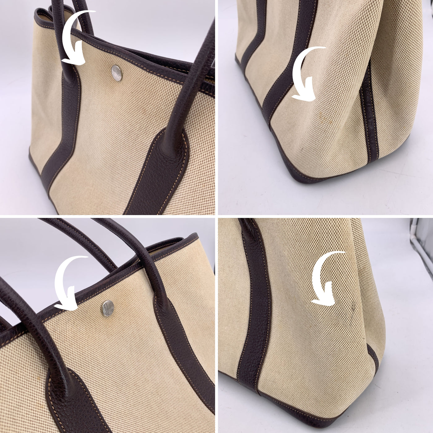 Hermes Paris Beige and Black Canvas Garden Party 36 Tote Bag