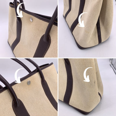 Hermes Paris Beige and Black Canvas Garden Party 36 Tote Bag