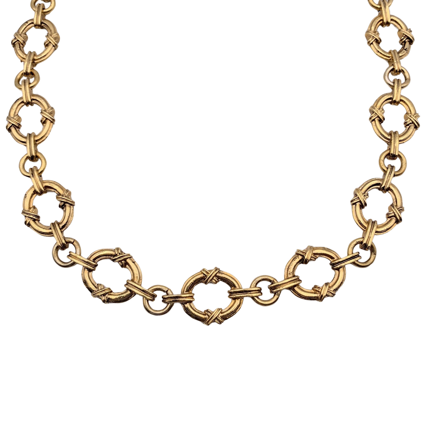 Yves Saint Laurent Vintage Gold Metal Chain Rings Necklace