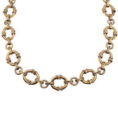 Yves Saint Laurent Vintage Gold Metal Chain Rings Necklace