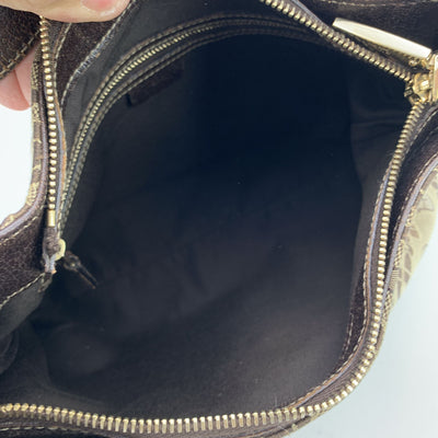 Gucci Beige and Brown Canvas Horsebit Print Hobo Shoulder Bag