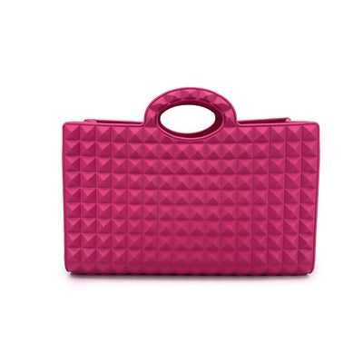 Valentino Garavani Fuchsia Rubber Le Troisieme Tote Handbag Bag