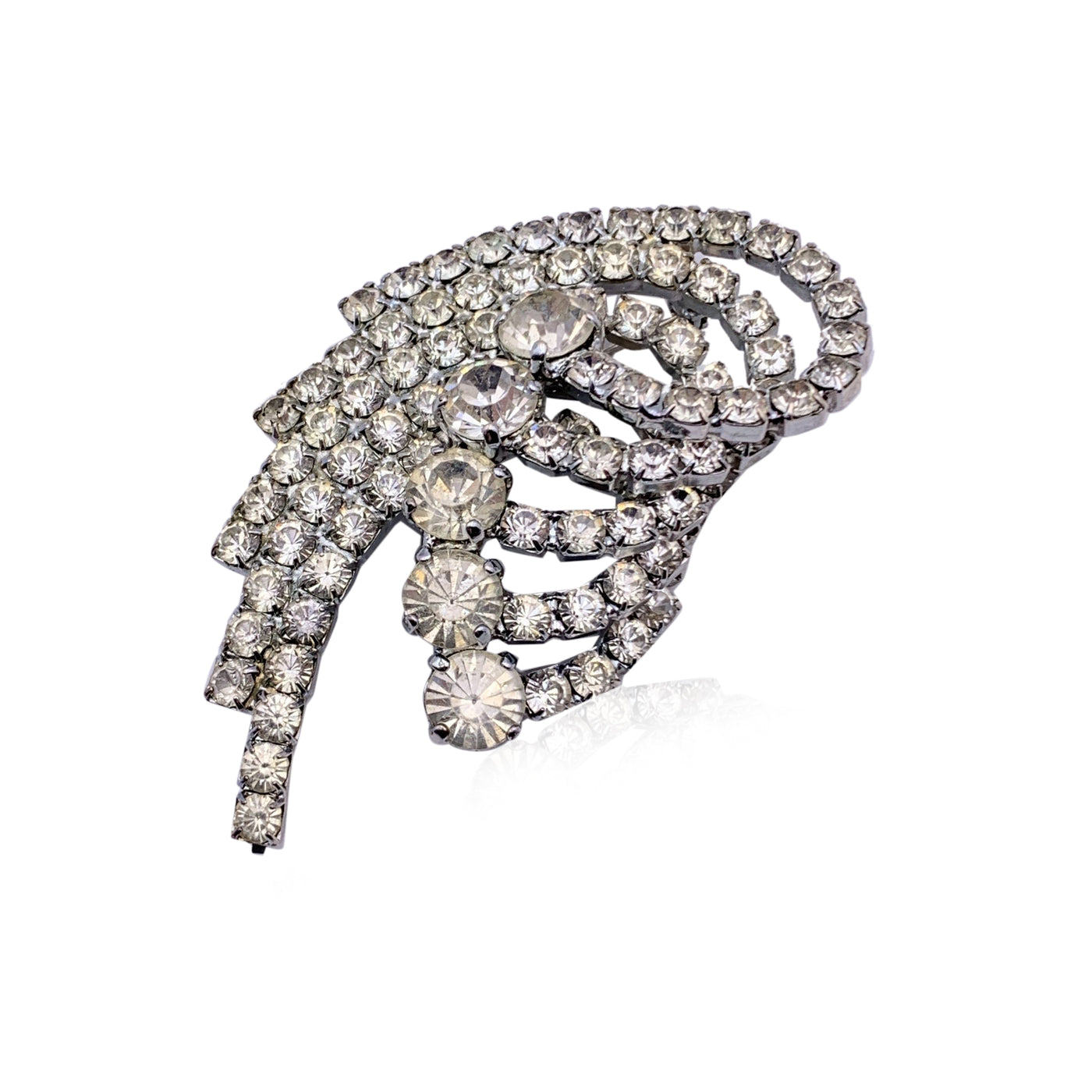 Dolce & Gabbana Silver Metal Crystal Rhinestones Brooch Pin