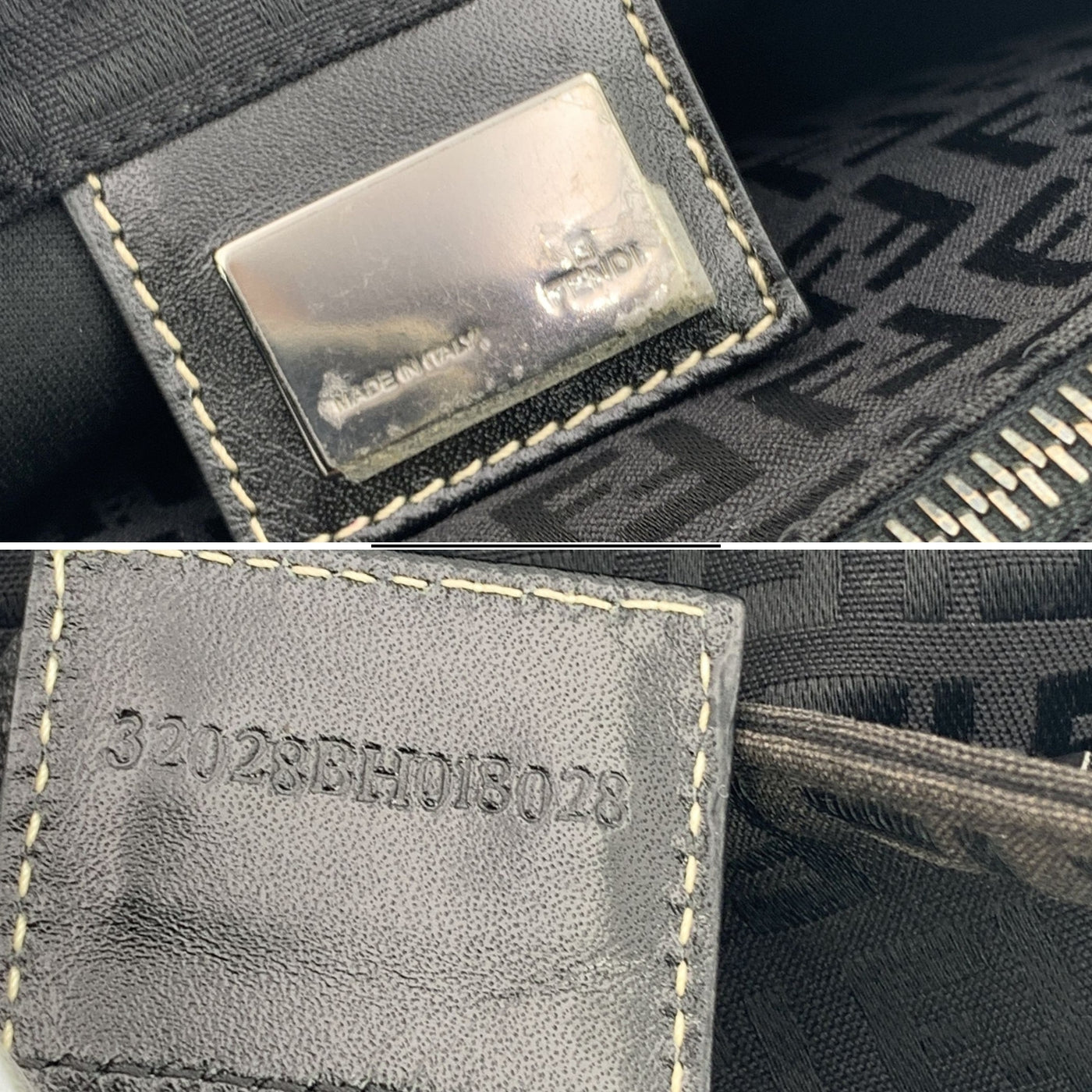 Fendi Black Monogram Zucchino Canvas Small Tote Handbag