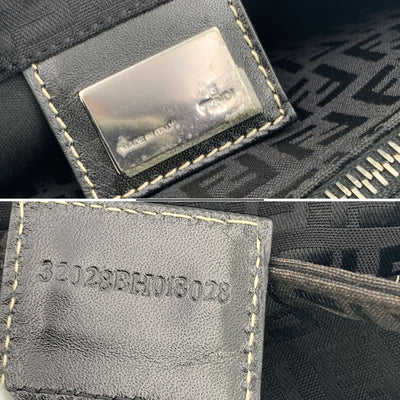 Fendi Black Monogram Zucchino Canvas Small Tote Handbag