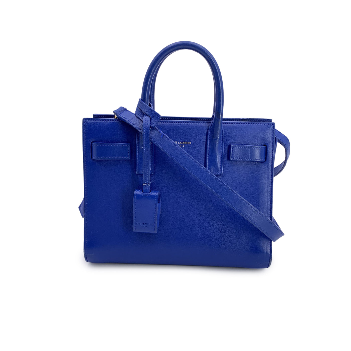 Saint Laurent Blue Leather Sac De Jour Nano Tote Bag with Strap