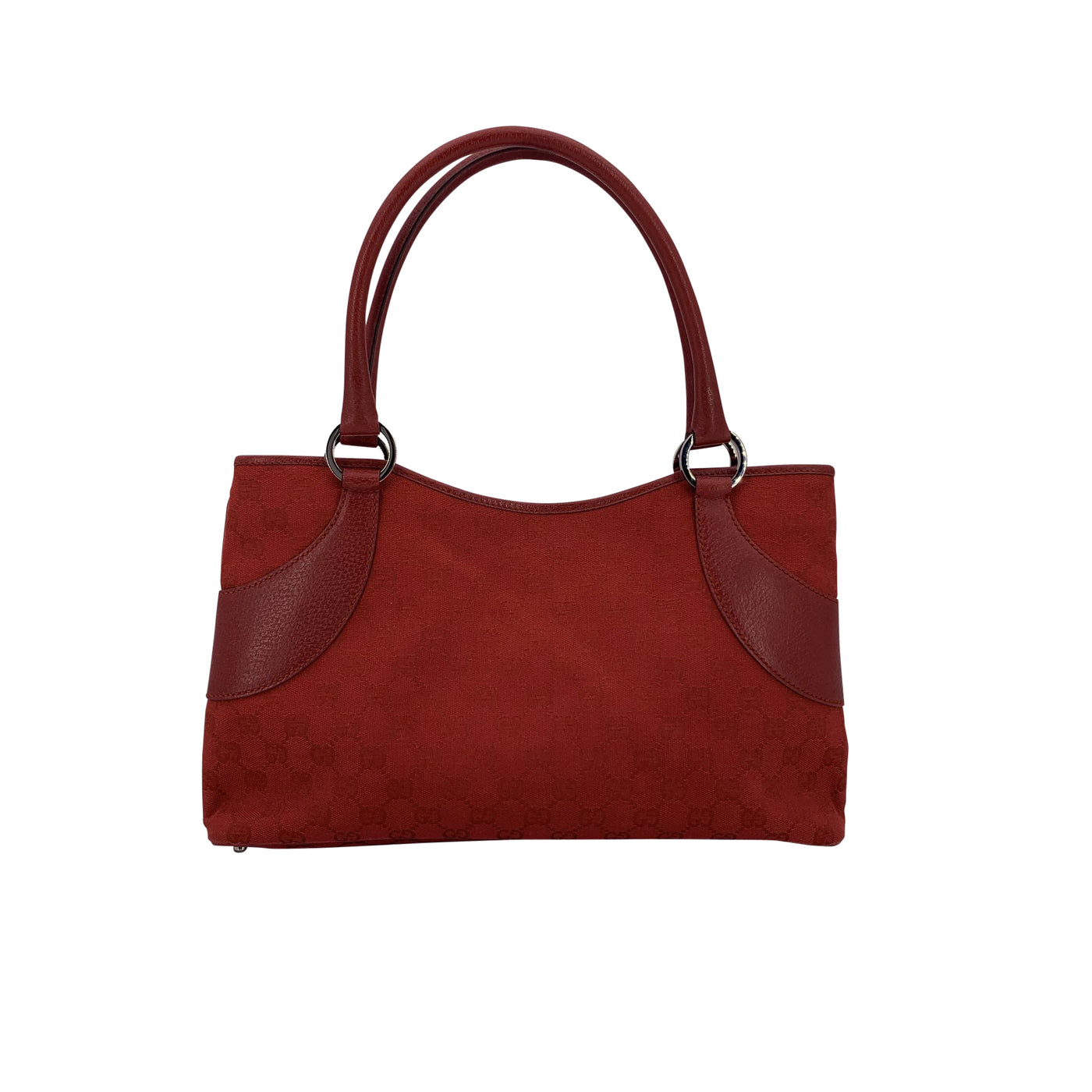 Gucci Red Monogram Canvas Tote Shoulder Bag Handbag