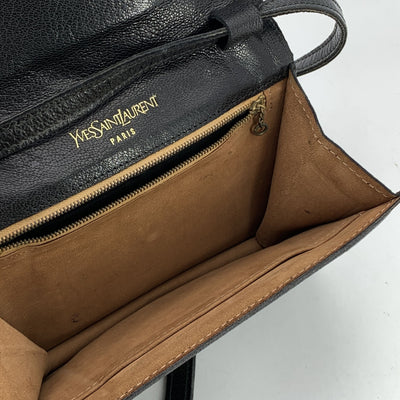 Yves Saint Laurent Vintage Black Leather Small Convertible Bag