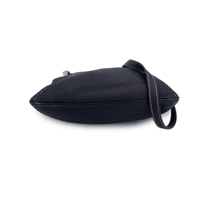 Fendi Selleria Black Leather Unisex Messenger Crossbody Bag