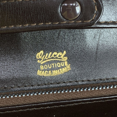 Gucci Vintage Brown Leather Convertible Shoulder Bag with Chain