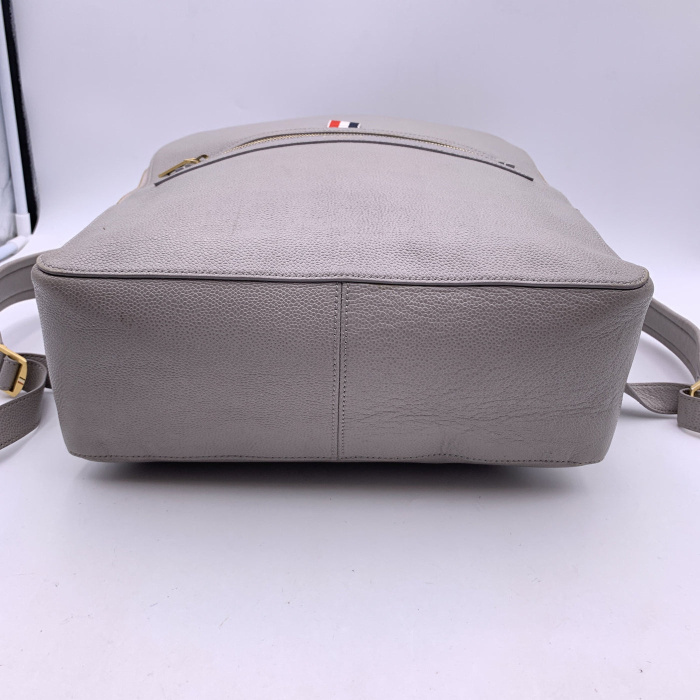 Thom Browne Grey Pebble Grain Leather Classic Backpack Bag