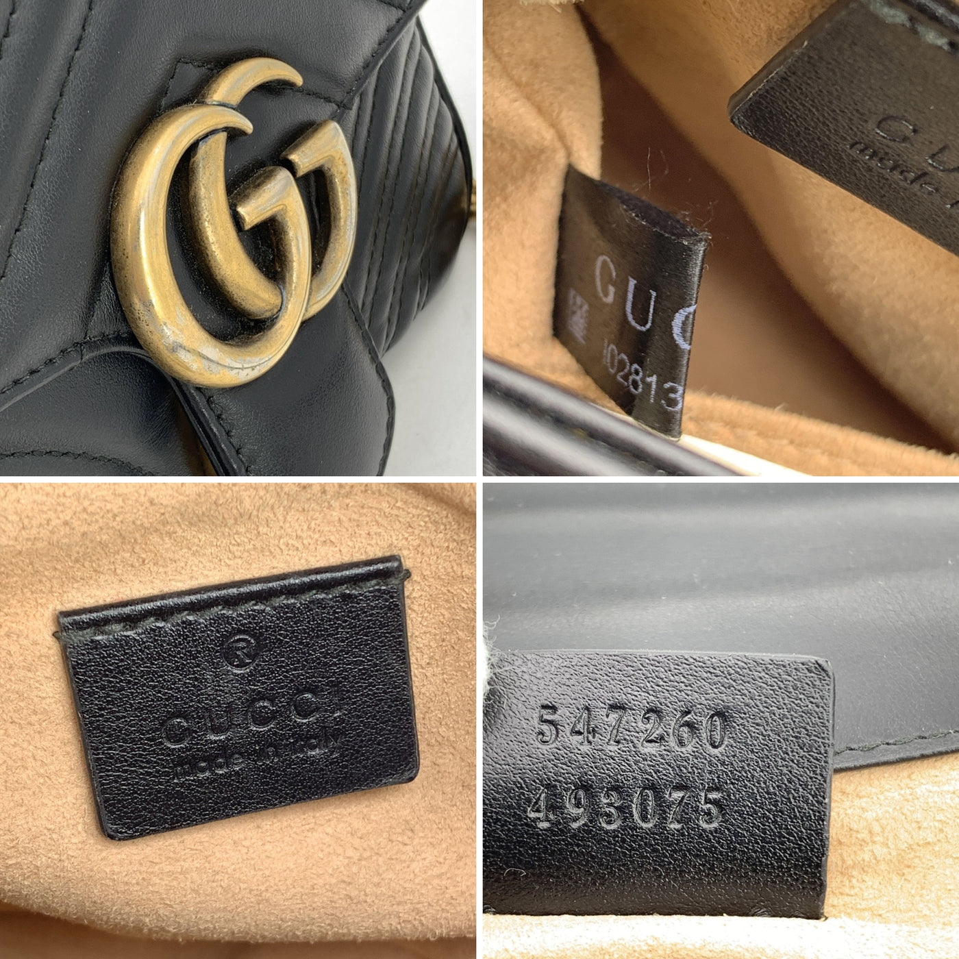 Gucci Black Quilted Leather GG Marmont Crossbody Bag with Handle