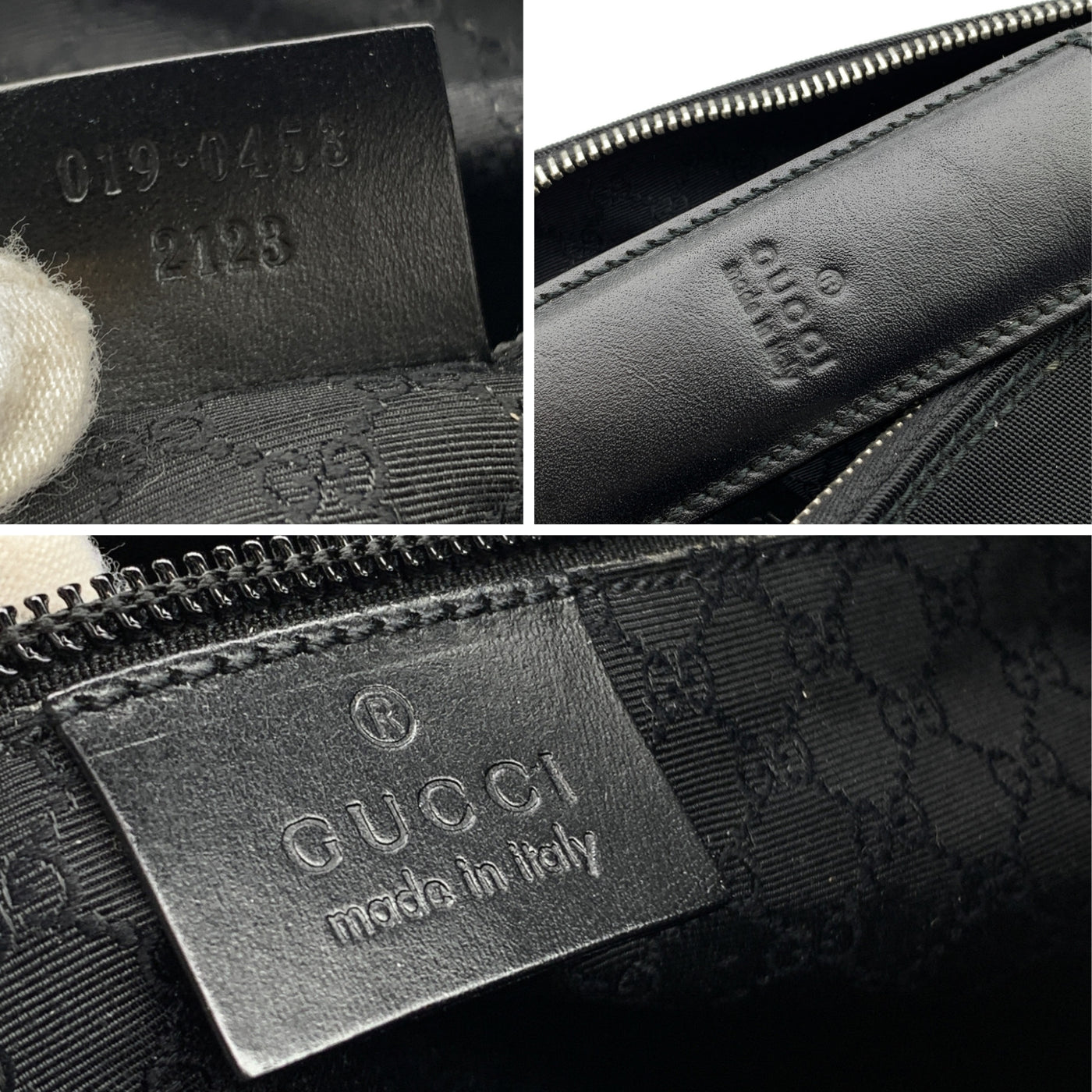 Gucci Black Nylon Canvas Double Pockets Large Shoulder Bag