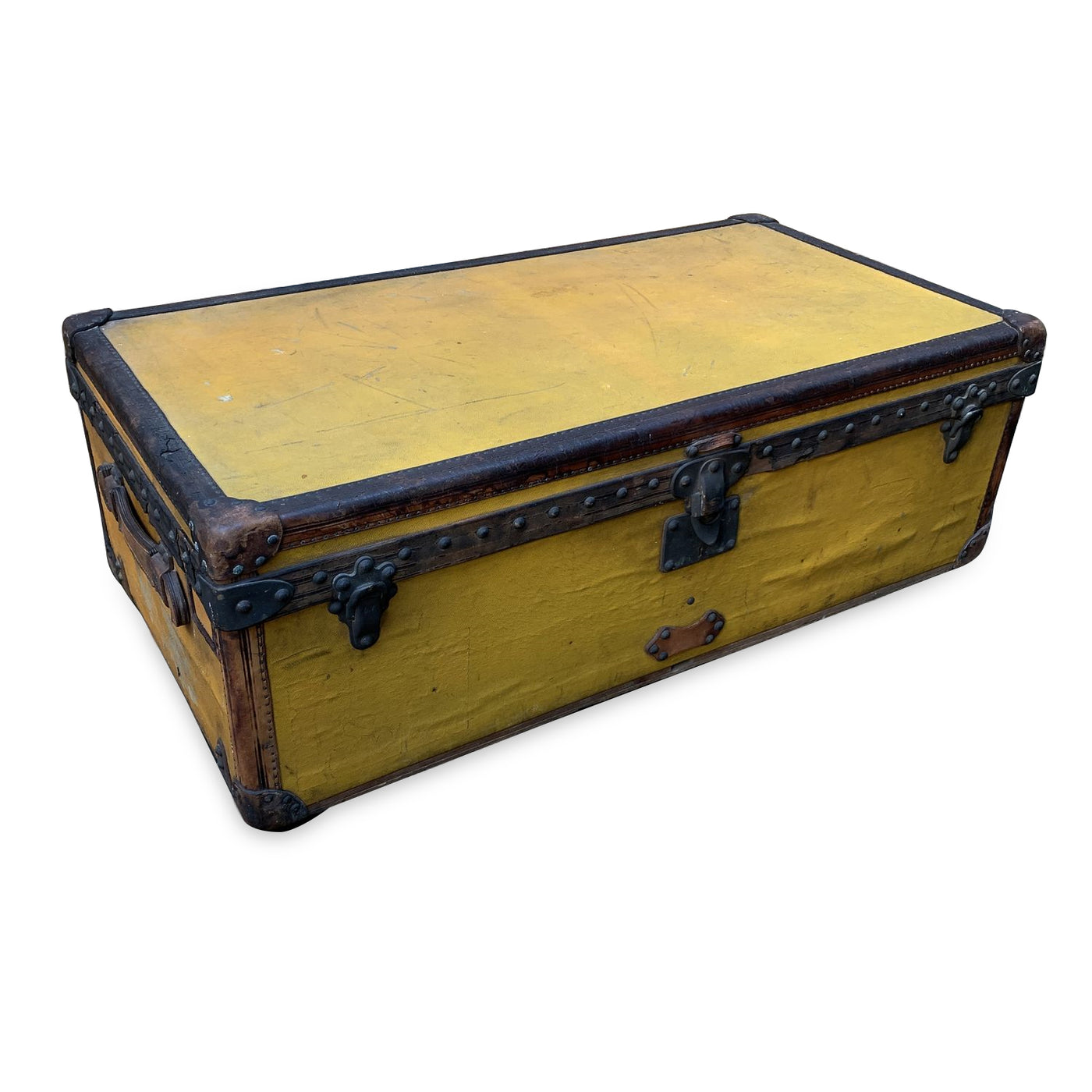 Louis Vuitton Antique Orange Yellow Vuittonite Cabin Steamer Trunk