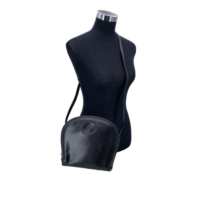Gucci Vintage Black Leather Zip Around Crossbody Shoulder Bag