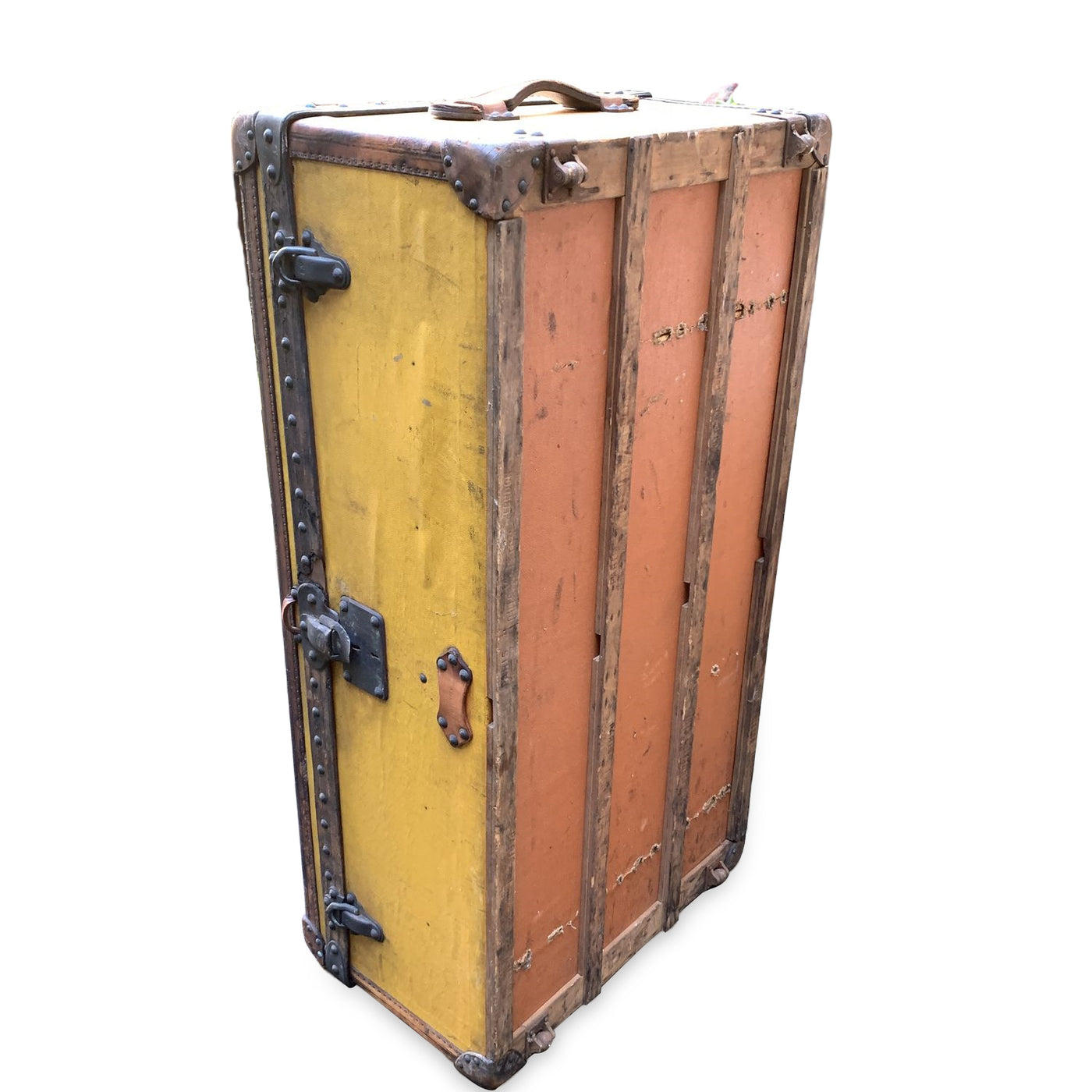 Louis Vuitton Antique Orange Yellow Vuittonite Cabin Steamer Trunk