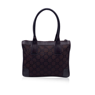 Gucci Brown Monogram Canvas Satchel Bag Handbag Tote