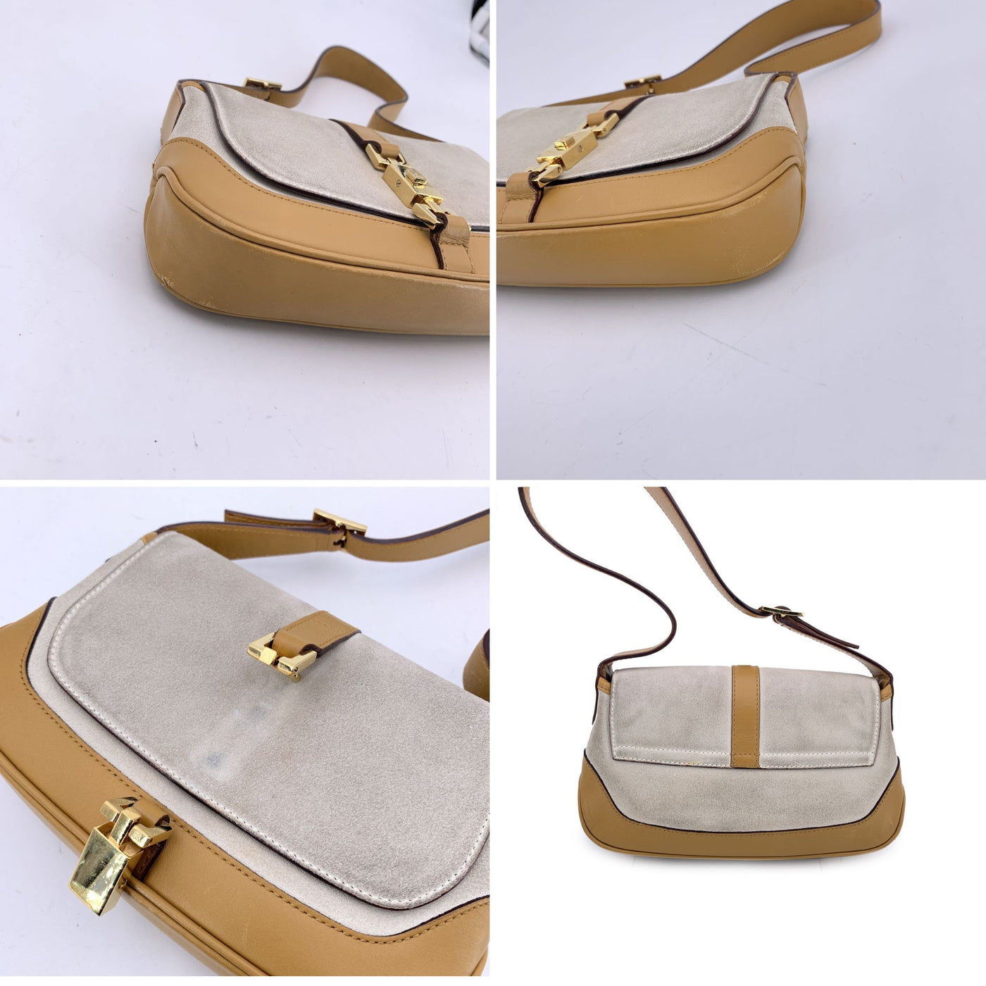 Gucci Beige Suede and Leather Mini Flap Jackie Bag Tom Ford Era