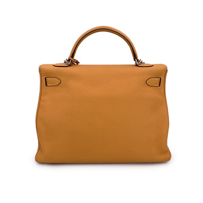 Hermes Saffron Clemence Leather Kelly 40 Retourne Handbag Bag