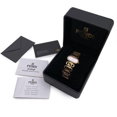 Fendi Gold Stainless Steel Diamonds O'Lock Horizontal Watch