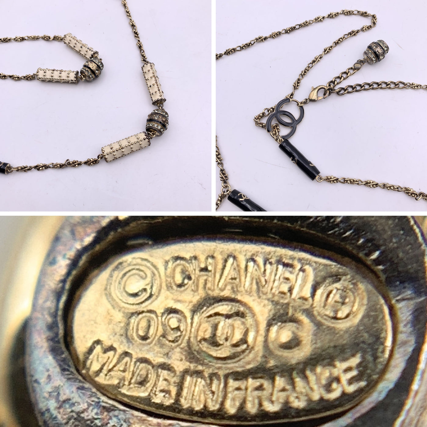 Chanel Gold Metal Paris Shangai CC Cylinders Necklace or Belt