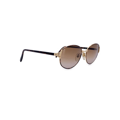 Valentino Vintage Gold Metal Oval Sunglasses Mod. V433 55/16 135mm