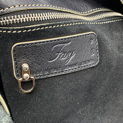 Fay Black Leather Carabiner Closure Tote Shoulder Bag