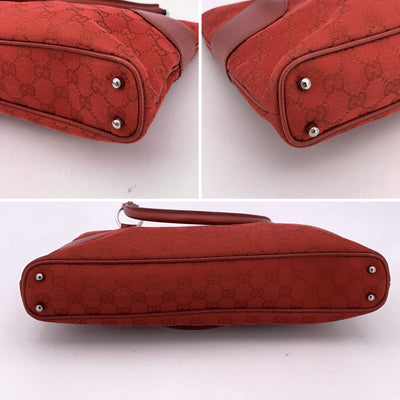 Gucci Red Monogram Canvas Tote Shoulder Bag Handbag