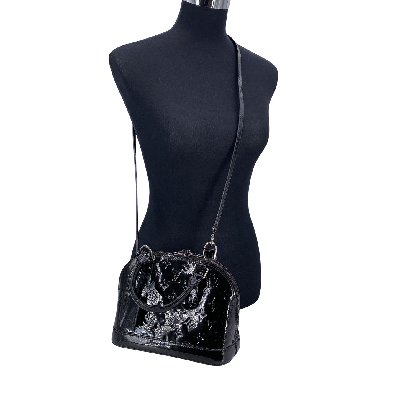 Louis Vuitton Black Monogram Vernis Alma BB Bag Handbag with Strap