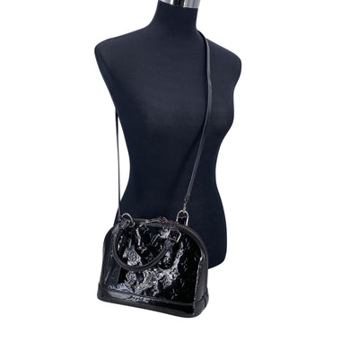 Louis Vuitton Black Monogram Vernis Alma BB Bag Handbag with Strap