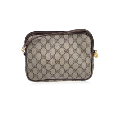 Gucci Vintage Beige GG Monogram Canvas Messenger Crossbody Bag