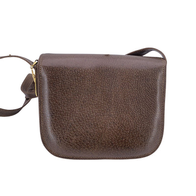 Gucci Vintage Brown Leather GG Logo Flap Shoulder Bag