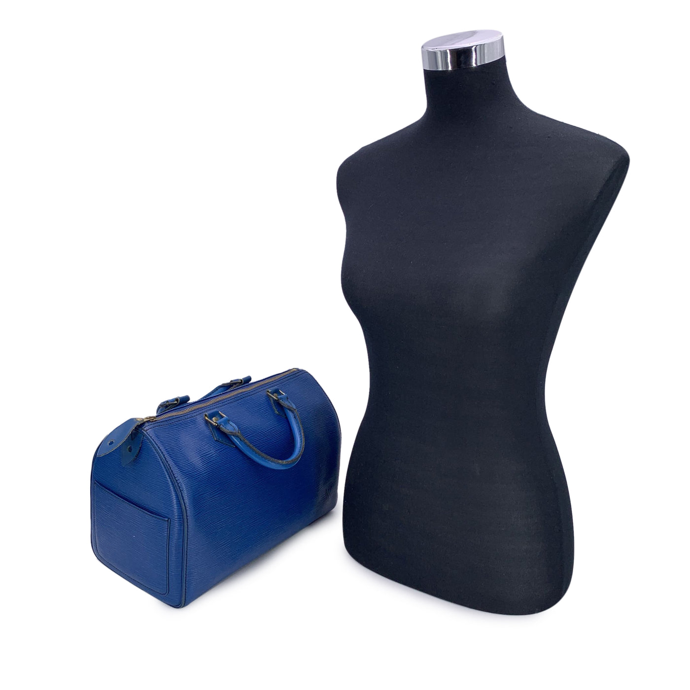 Louis Vuitton Toledo Blue Epi Leather Speedy Boston Bag Handbag