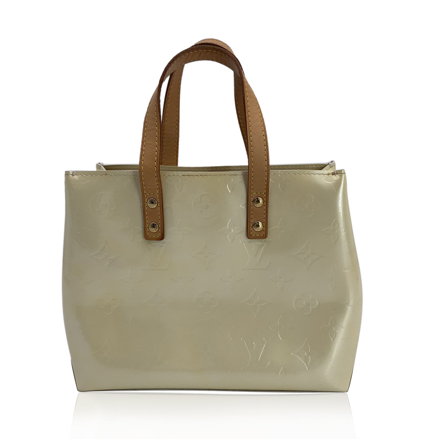 Louis Vuitton Beige Monogram Cuir Vernis Reade PM Tote Bag