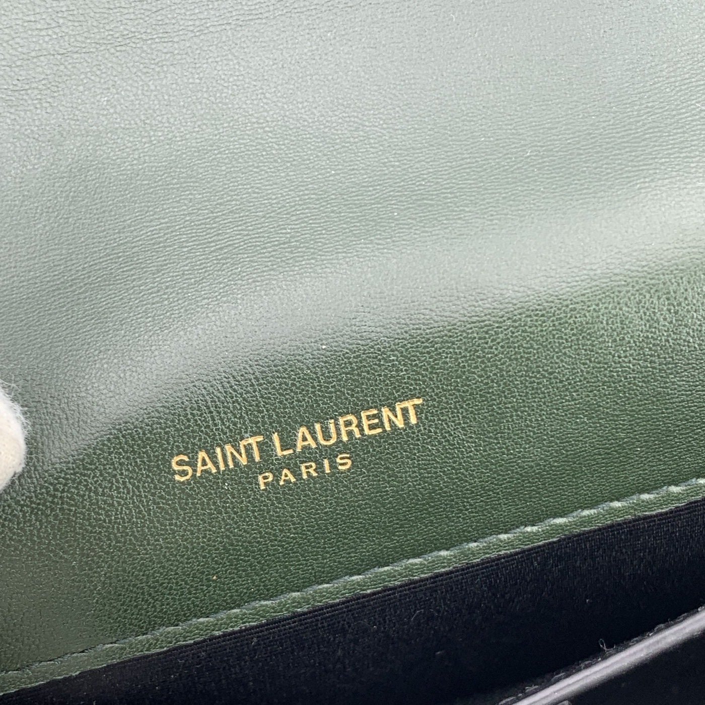 Saint Laurent Dark Green Velvet Logo Kate Tassel Clutch Shoulder Bag