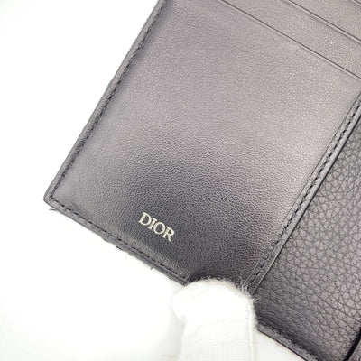 Christian Dior Black Jacquard Canvas Bi-Fold Vertical Card Holder